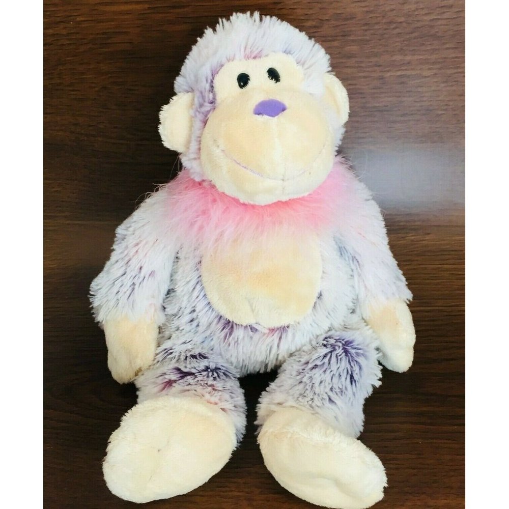 Fiesta 12" Pink Gray Monkey Plush Frosted Bottom Pellet Soft Stuffed Animal Toy